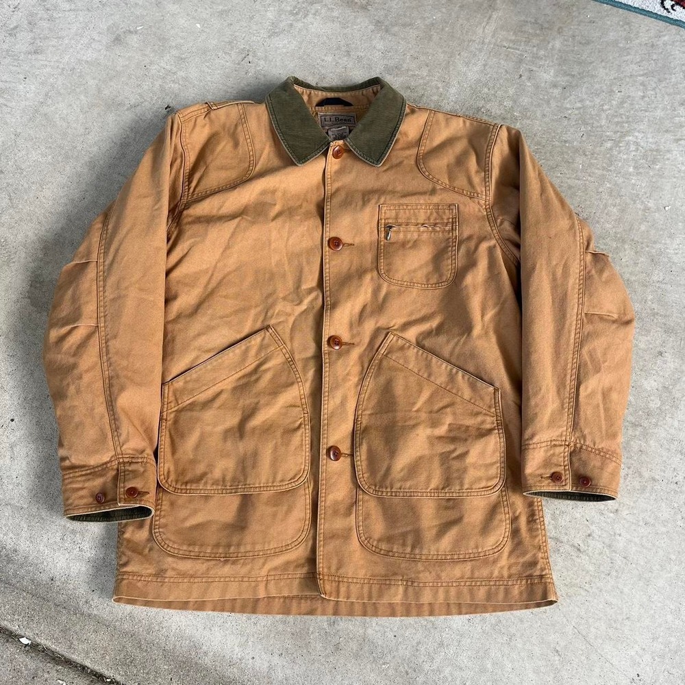 1990s L.L.Bean Canvas Flannel Lined Chore Jacket size L